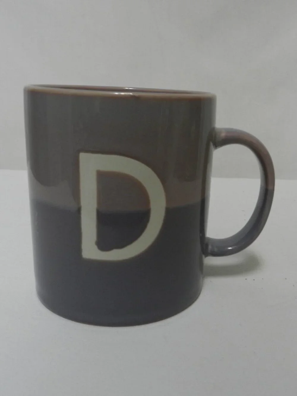 Sur La Table Color Block Monogram D Mug Cup 15oz purple dish micro safe NEW NWT
